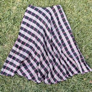 Vintage Anne Klein Linen Plaid Skirt Size 10